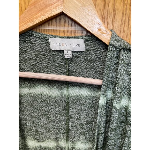 Live & Let Live One World Tie-Dye Open Front Cardigan Green/White Large - Picture 2 of 7